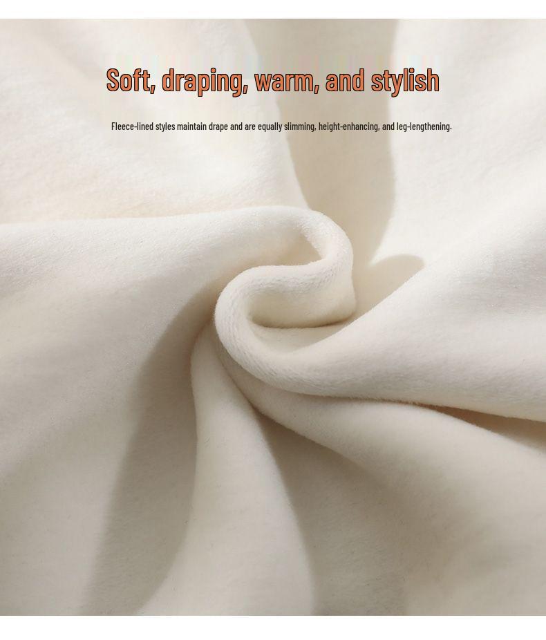 Petite 145cm Chenille Wide-Leg Fleece-Lined Pants: Women's Autumn/Winter Loose Height-Enhancing Casual Pants