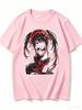 2026 New Unisex Crew Neck Casual Short Sleeve T-Shirt With Lolita Style Lying Pose Kurumi Tokisaki Cutout Anime Print