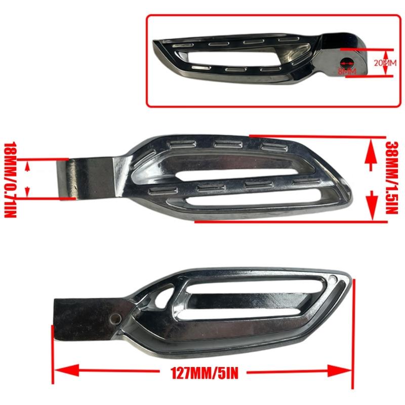 Motorcycle Passenger Footboards, Aluminum Rear Support Pair with Open-Frame Bodies, Ridged Treads, and Mounting Hardware