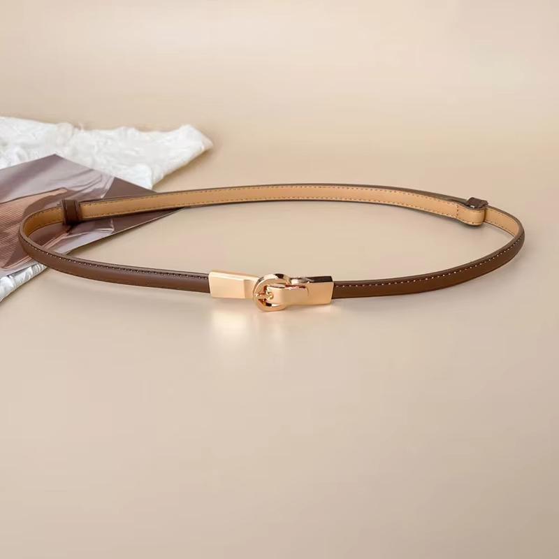 

Винтажный золотой металлический ремень с пряжкой для женщин, ПУ кожа, дикий тонкий регулируемый пояс, декоративный ремень для платья/пальто, пояс кофейный