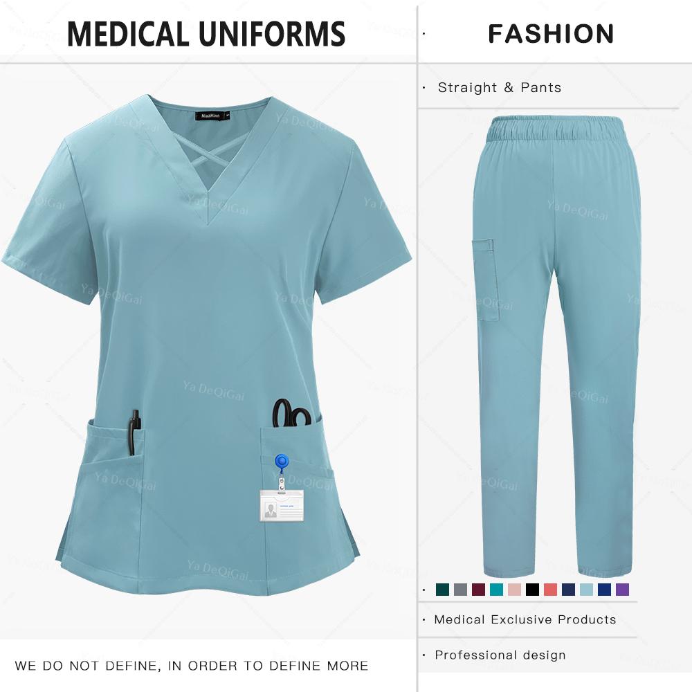 SPA Beauty Working Clothes Medical Uniforms Woman Multicolour Scrubs Nurse Uniforms Dentist Veterinary Pharmacy Clinic Scrub Set