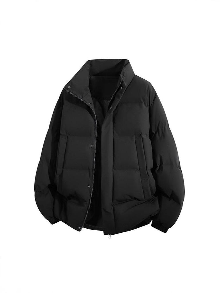 Men’s Thickened Stand Collar Winter Cotton Jacket - Warm, Trendy, Loose Fit, Versatile Casual Bread Coat for Couples