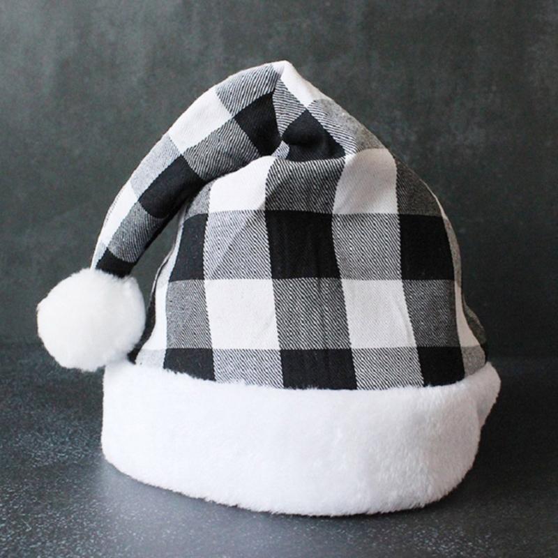 Adult Cosplay Santa Hat Comfortable Hat Traditional Lattice Pattern Christmas Santa Hat for Adult New Year Presents
