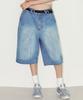 NYXX Embossed Denim Half Pants Light Blue