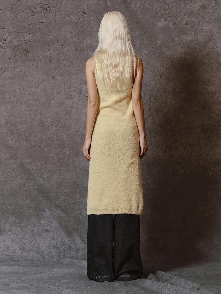 Minderly Boucle Knit Long Dress - Lemon