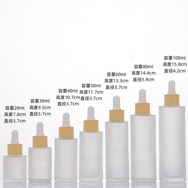 Frosted Glass Dropper Bottle 20-100ml, Straight Shoulder Essential Oil Serum Container for Skincare