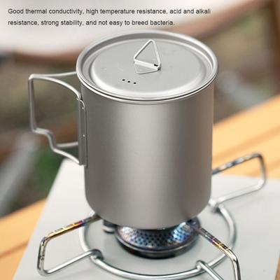 Portable Titanium Outdoor Water Cup 300ML/450ML/750ML With Foldable Handle Beer Cup Rust Resistant Camping Picnic Mug Hiking