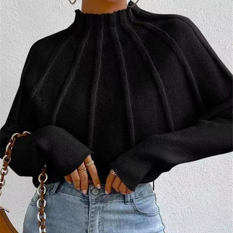 Women s Knitted Half-High Collar Sweater Batwing Sleeve Thickened Winter Style Pure Color Sweaters Female S 1980₽