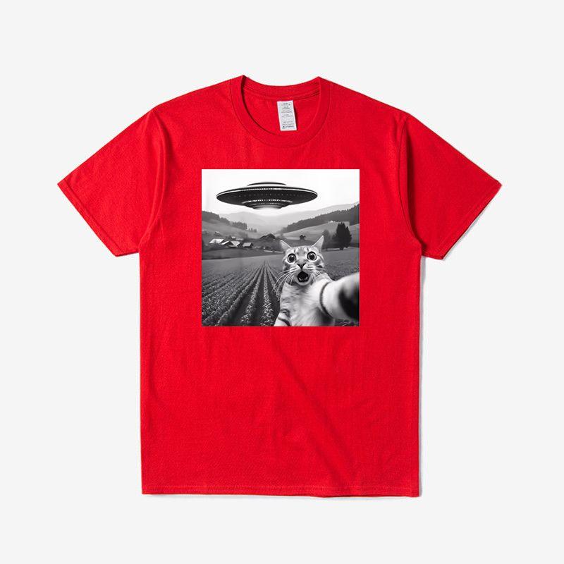 Funny Cat Pattern Men's Print T-Shirt Summer Vintage Kawaii Men's Women's Surfing Beach T-Shirt Unisex Breathable Casual Top