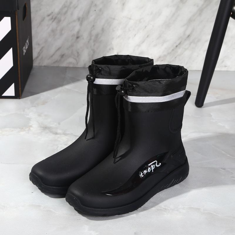 New Thick-soled Velvet Warm Fishing Special Rain Boots Rubber Shoes Waterproof and Non-slip Water Shoes Men's Rain Shoes Short Tube Thickened