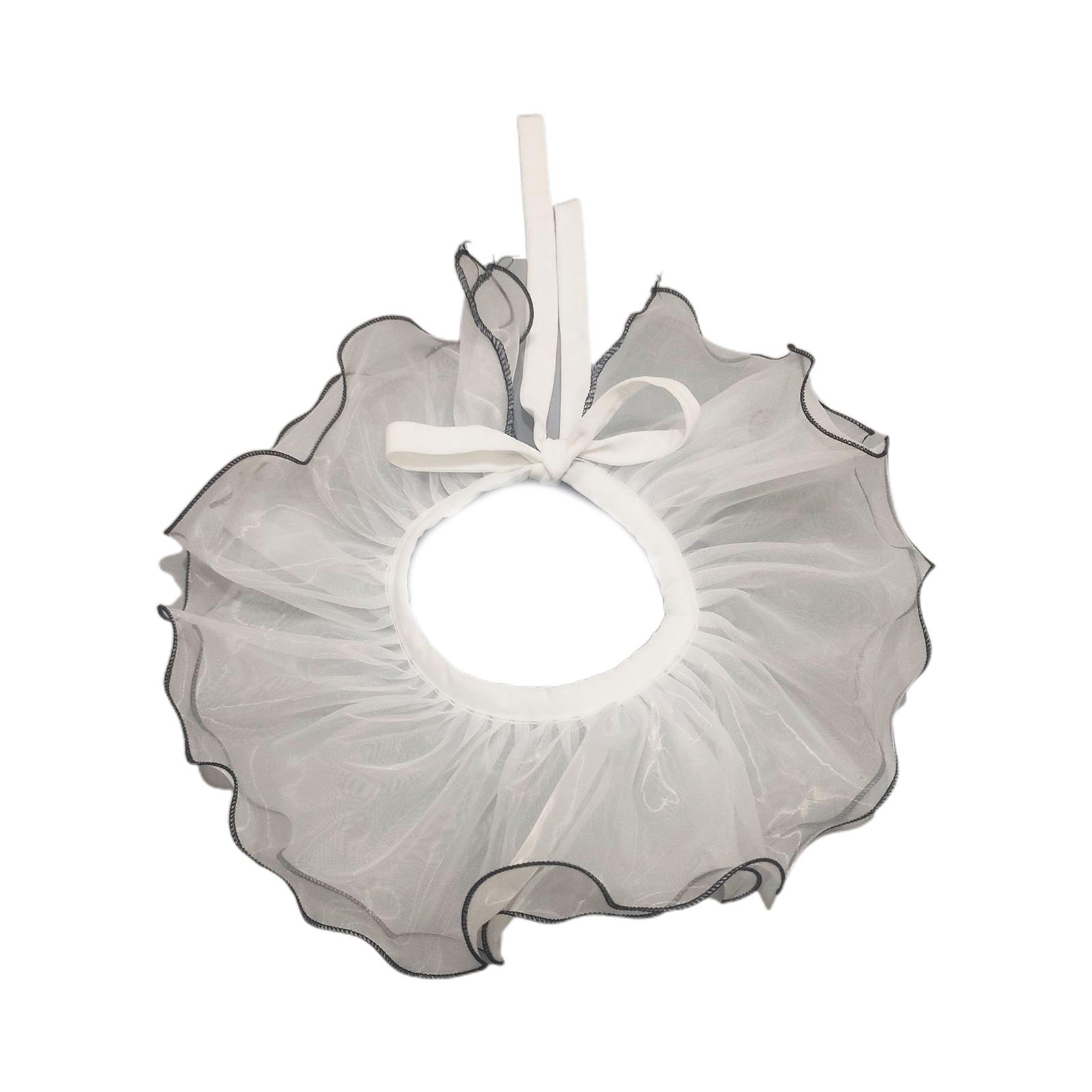 

Регулируемый искусственный воротник Декоративные полурубашки Блузка Воротник Женский оборка Отделка органза Шаль Платья с запахом Ложный воротник белый