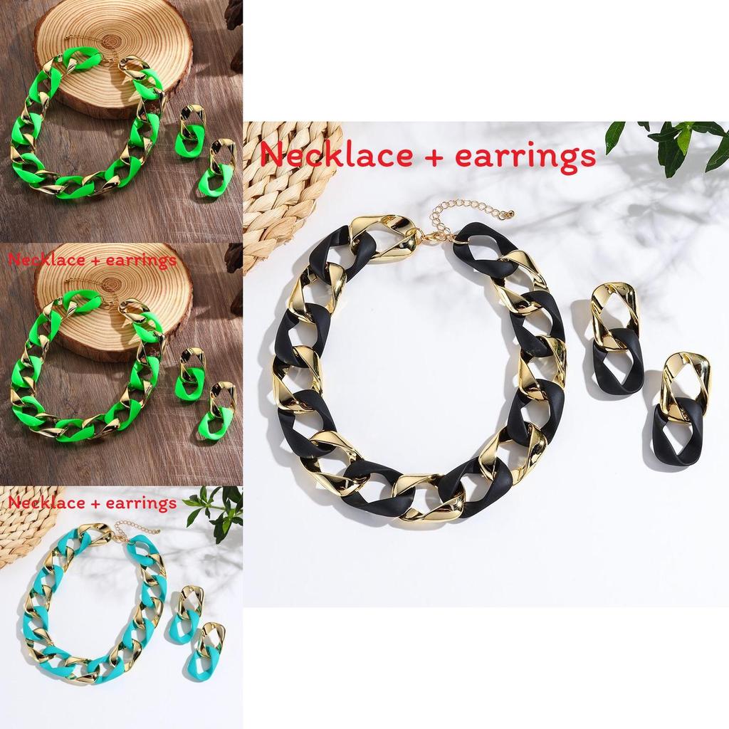Fashion Fluorescent Jewelry Set With Necklace And Earrings For Women