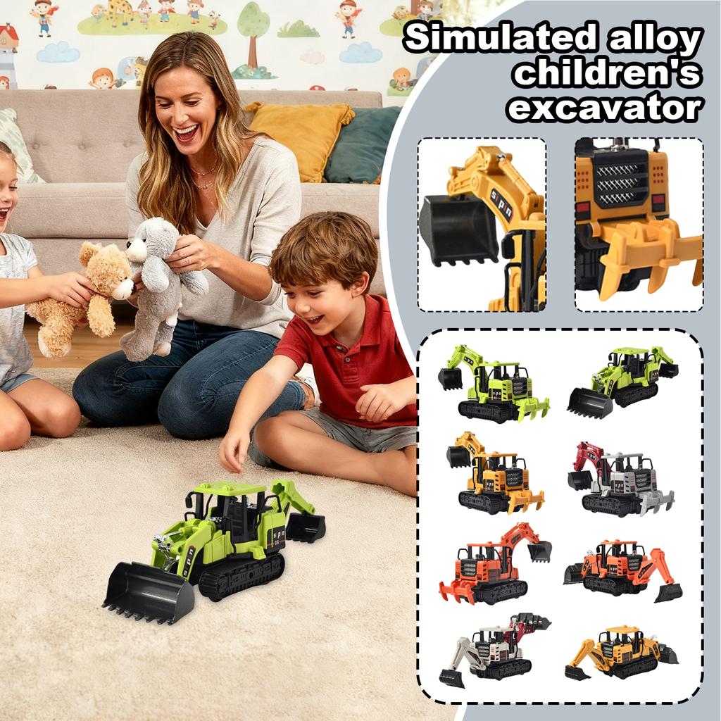 Simulation Alloy Excavator Children's Excavator Engineering Vehicle Toy Boy Baby Bulldozer Toy Car
