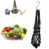 Poultry Hanging Feeding Net Bag Chicken String Bag Vegetable Fruits Feeding Toy Tool with Hooks