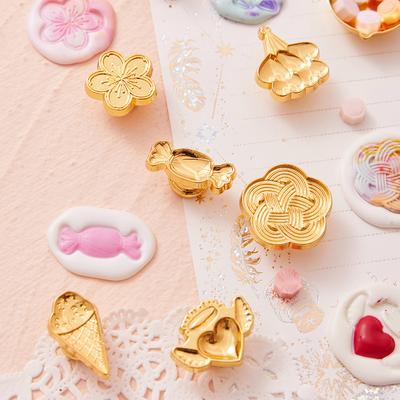 20 Kinds of Design Seal Copper Head Creative Handmade DIY Round Shaped Enamel Wax Grain Seal Relief Seal Art Series Supplies