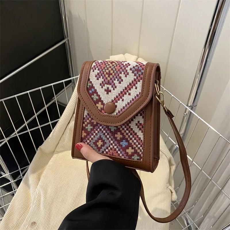 Retro kabelka přes rameno pro ženy malá kabelka přes rameno oblíbená korejská kabelka luxusní nová telefonní návrhářka módní jedinečná