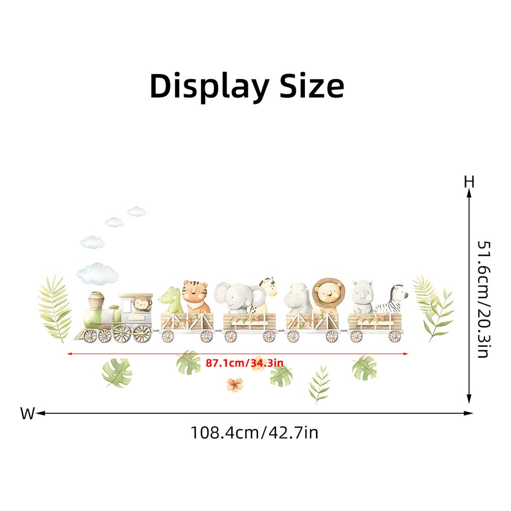 Cartoon Cute Train Lion Elephant Tiger Wild Animals Wall Stickers for Bedroom Living Room Nursery Decoration Wall Decals