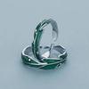 2x Green Plantain Open Rings for Women Men Gifts Vintage Leaves Finger Ring
