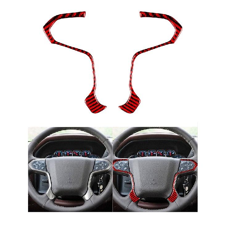 For Chevrolet Silverado 1500/GMC Sierra 1500 2014-2018 Carbon Fiber Steering Wheel Accent Stickers Car Interior Accessories