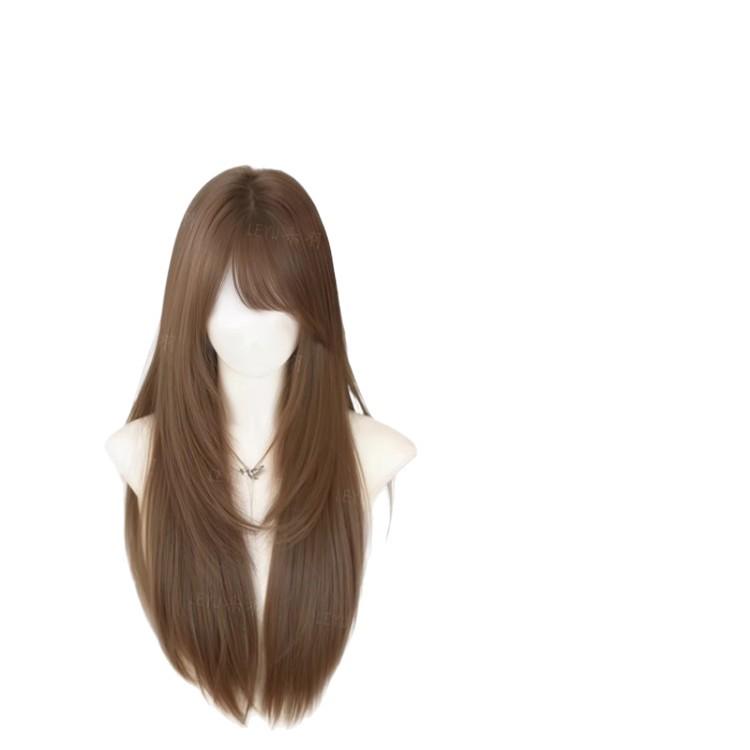 Sweetheart Pop Star Wig: Vintage Japanese-Inspired, Full Head Straight Hair Wig for Women, Perfect for Daily Wear.
