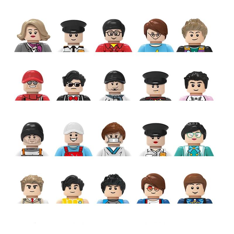 Non-Toxic City Characters Action Figures Building Blocks Policeman Teacher Fireman Occupation Mini Figurine Dolls Bricks Set Children Toys