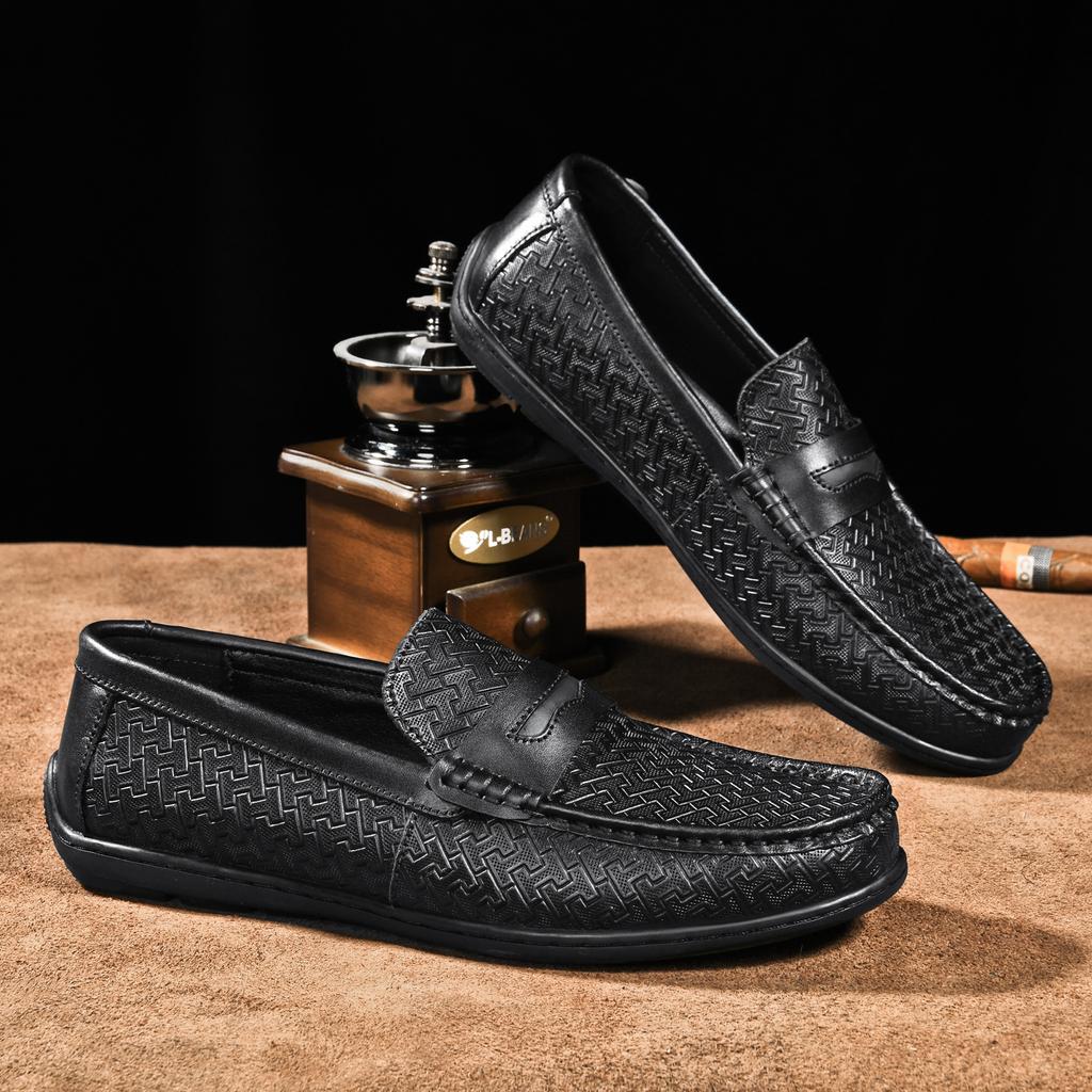 Pravá kůže Vrchní vrstva Hovězí kůže Mokasíny Gommino Boty pro řidiče Britská ležérní Pánská kožená obuv