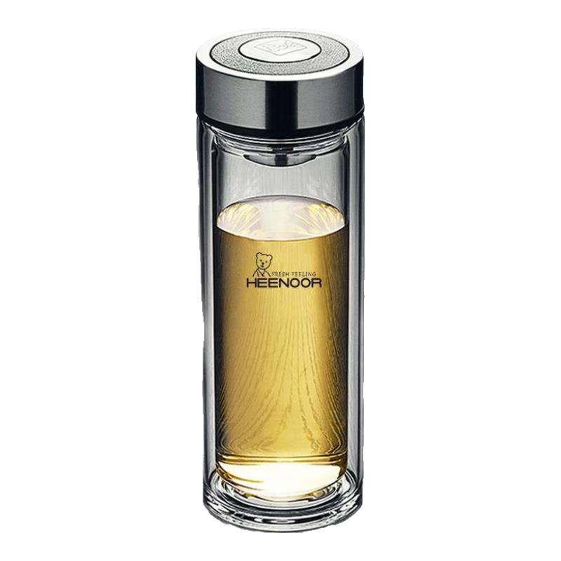 Heenoor Double-Wall Borosilicate Glass Tea Infuser Mug