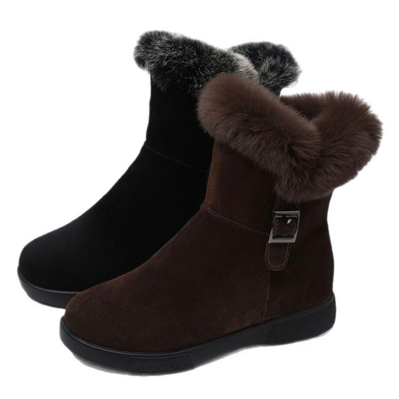 Thickened Snow Boots, Women's Fleece Ankle Boots, New Cotton Boots, Anti-slip Soft-soled Cotton Shoes