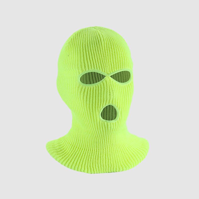 Зимняя теплая вязаная балаклава: Ветрозащитная маска для лица с тремя отверстиями One Size