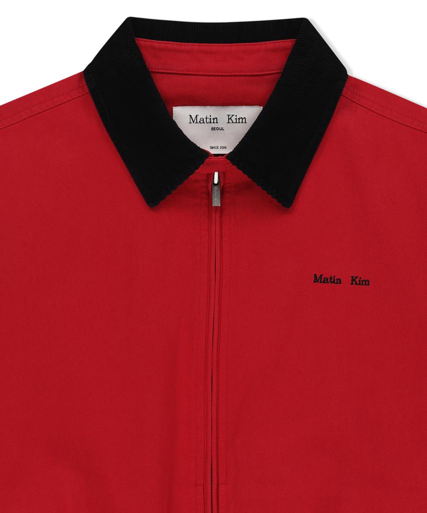MATIN KIM Corduroy Contrast Trim Blouson Jumper In Red