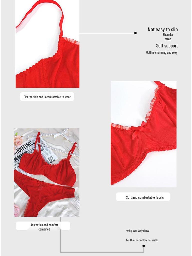 Ultra-Thin Mesh See-Through Lingerie Set - Minimizes Big Bust Appearance
