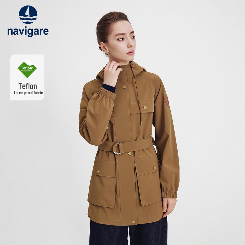 Navigare Women s Mid-Length Hooded Outdoor Windbreaker Jacket M