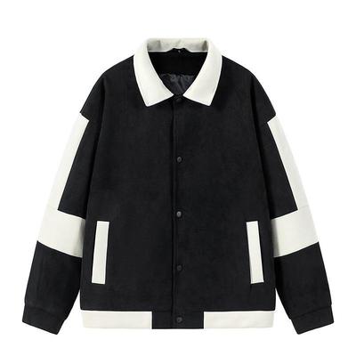 Heren Trendy Retro Jas Lente Herfst Contrast Revers Los Casual Mode Baseball Pak Jas