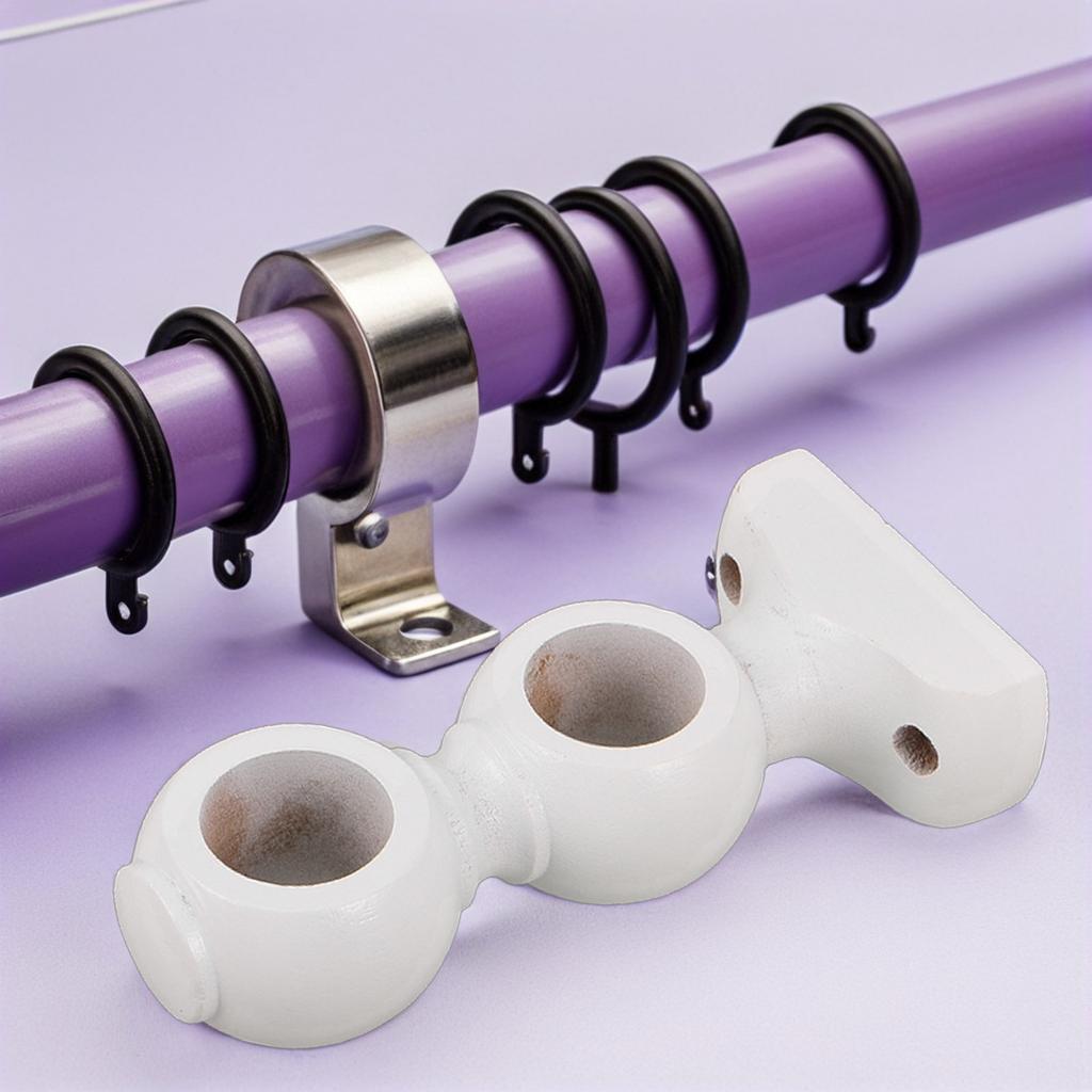 2Pcs Wood Curtain Rod Support Bracket Double Holder Wall Mounted Decorative Window Drapery Rod Holders Brackets for Heavy