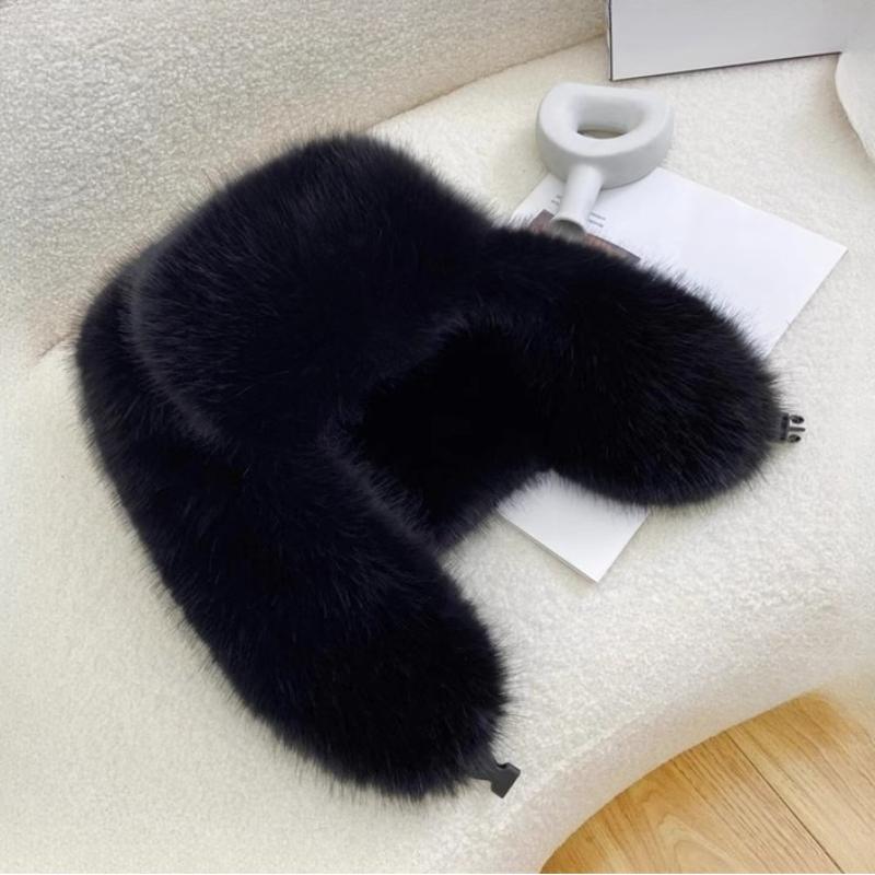 

Женская Мужская Зимняя Утепленная Теплая Ветрозащитная Шапка-Ушанка из Искусственного Лисьего Меха One Size чёрный