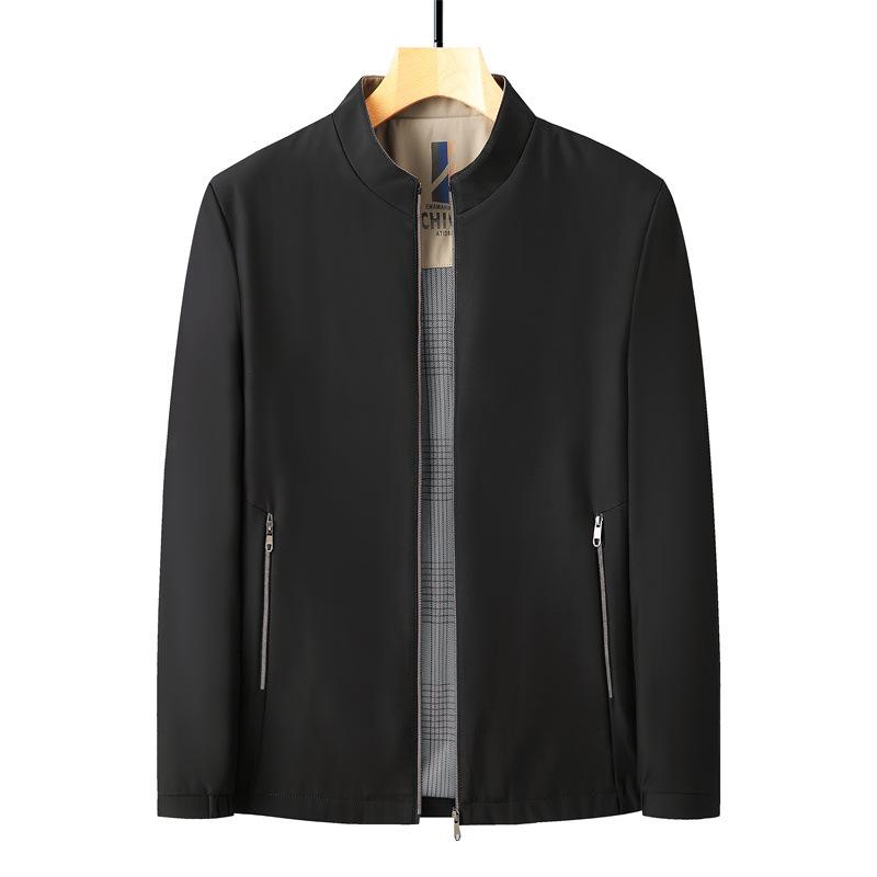

Spring and Autumn New Jacket Men s Stand-up Collar Casual Dad Middle-aged Men s Coat XXXXL