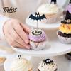 Safe Food-grade Cake Topper 8 Pcs Halloween Bat Cupcake Toppers, Black Cartoon Pick Picks for Halloween, Baby Shower, Birthday Party Decoration