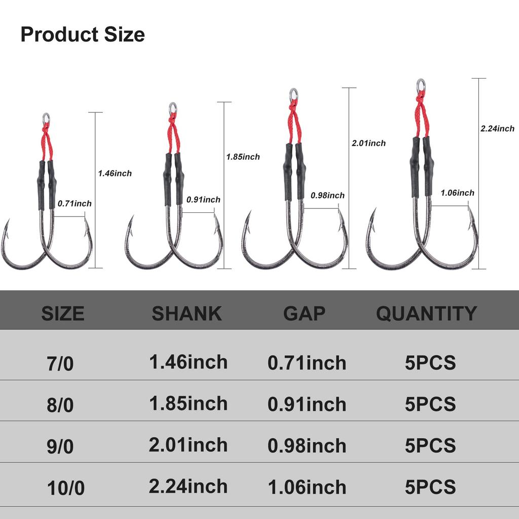 Goture Twin Assist Hooks Fishing Hooks 7/0-20PCS