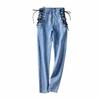 Fashion Elasticity Slim Lace Up Pencil Pants Women's High Waist Skinny Jeans