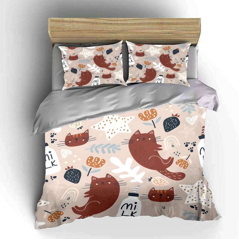 Cute Cat-Themed Decor Set For Kids  Kid'S And Adults' Bedroom Decor, Exquisite Three-Piece Bedding Set Gift