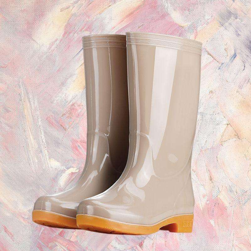 Hohe rutschfeste Samt-Baumwoll-Regenschuhe Regenstiefel wasserdichte Schuhe Eimer-Gummischuhe Überschuhe Wasserstiefel Damen Erwachsene Küche warm im Winter