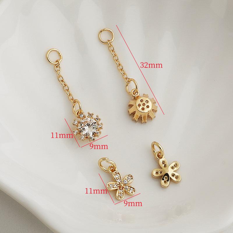 14K Gold Filled Zirkon Blumenanhänger Ohrringe mit Sonnenblumen-Kettenquasten