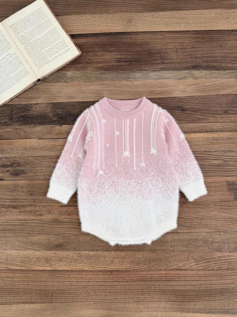 Cozy Gradient Star Romper for Baby Girls - Fall/Winter Collection