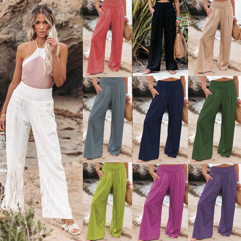 In Stock! 2022 Casual Wide-Leg Cotton Linen Bestseller Loose Long Pants for Women - Spring/Summer Collection.