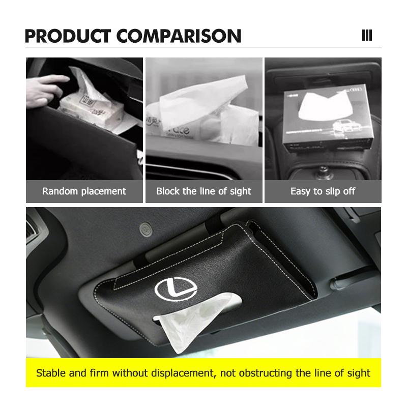 Car Sun Visor Tissue Box Paper Napkin Storage Bag Accessories For Lexus IS350 ES350 IS250 IS460 IS220h IS300 LX570 UX250hQF2