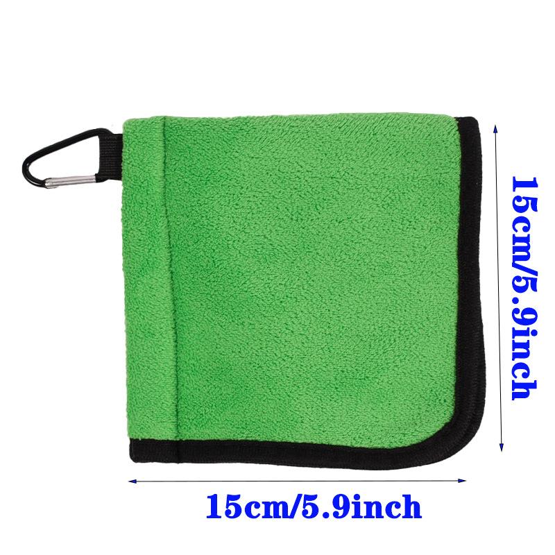 Square Microfiber Golf Ball Cleaning Towel with Carabiner Hook Water Absorption Cleaner Club for Head Wipe Cloth Clean