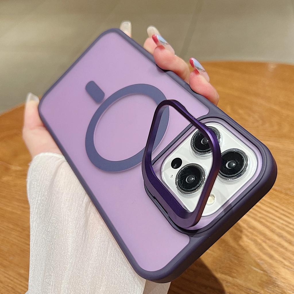 Luxury Magnetic Shockproof Phone Case For iPhone 16 15 14 Plus 13 12 11 Pro Max For Magsafe Wireless Changer Lens Stand Cover