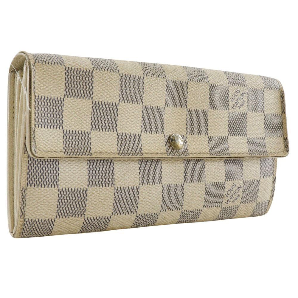 Louis Vuitton Portemonnaie Sarah N61735 Weißes Damier Azur Canvas Unisex Gebraucht