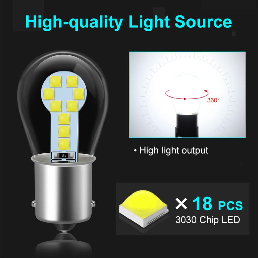 2pcs Bright LED 1156 BA15S P21W LED Light Bulbs 1:1 Size for Back Up Reverse Lights Brake Tail Lights Turn Signal Lights 12VBack Up Lights 1