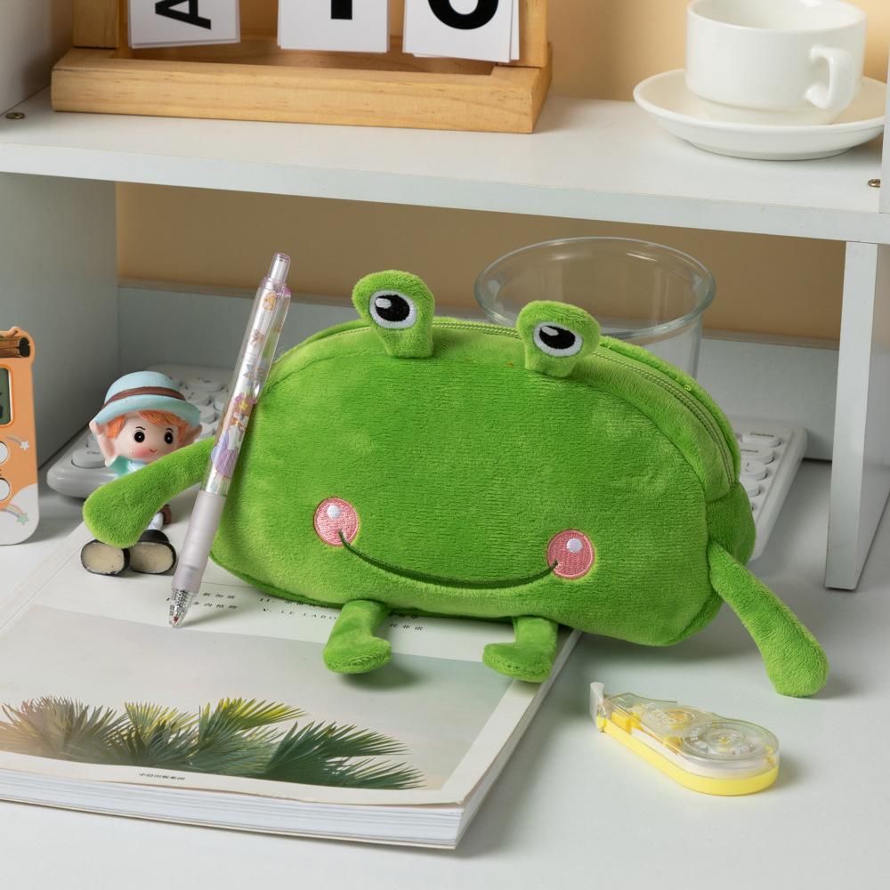 Mouth Frog Plush Pen Bag Ins Cute Large Capacity Stationery Student Desktop Storage Bag pencil pouch Storage bag